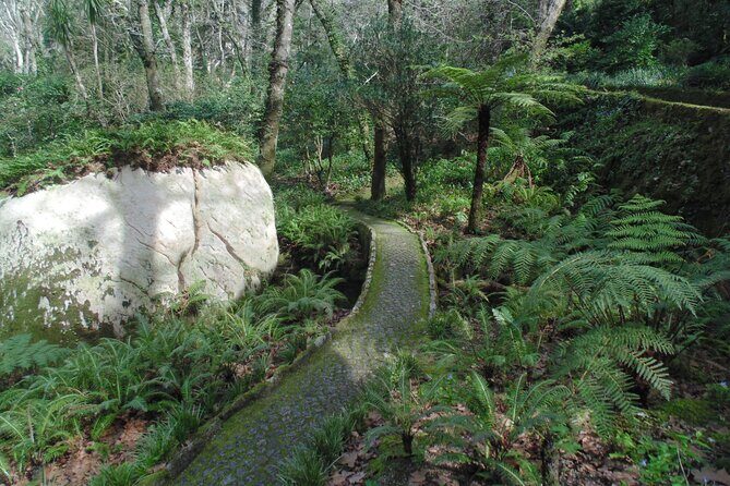 Private Day Tour from the Centre to the Highest Point in Sintra. - Down from Pena Park: farm paths, Mourish Castle walls, and Andersen’s house